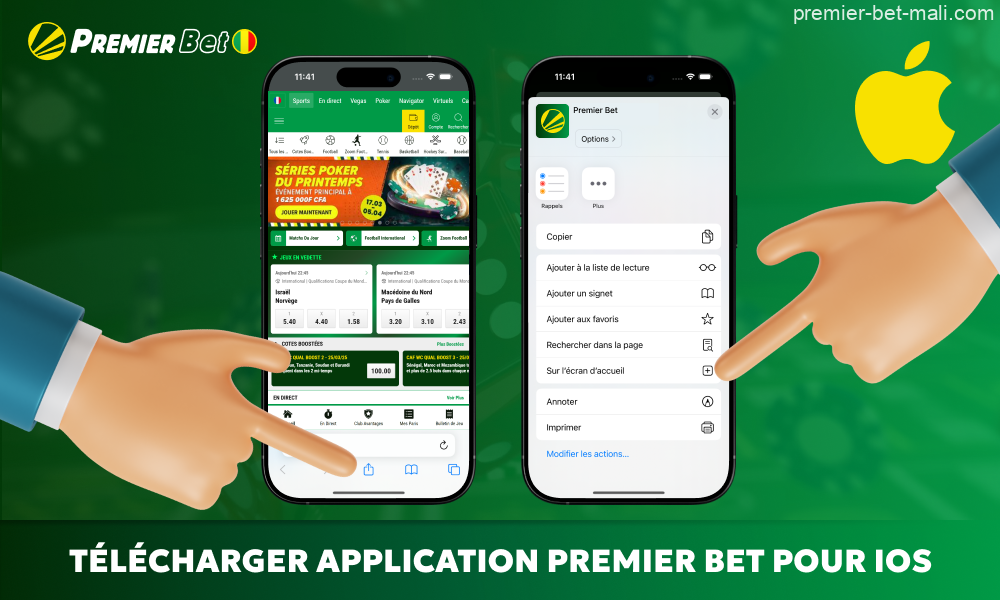 Pour installer Premier Bet pour iOS, suivez les étapes indiquées