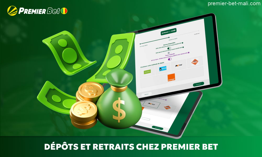 Les dépôts et retraits se font directement sur le site officiel de Premier Bet