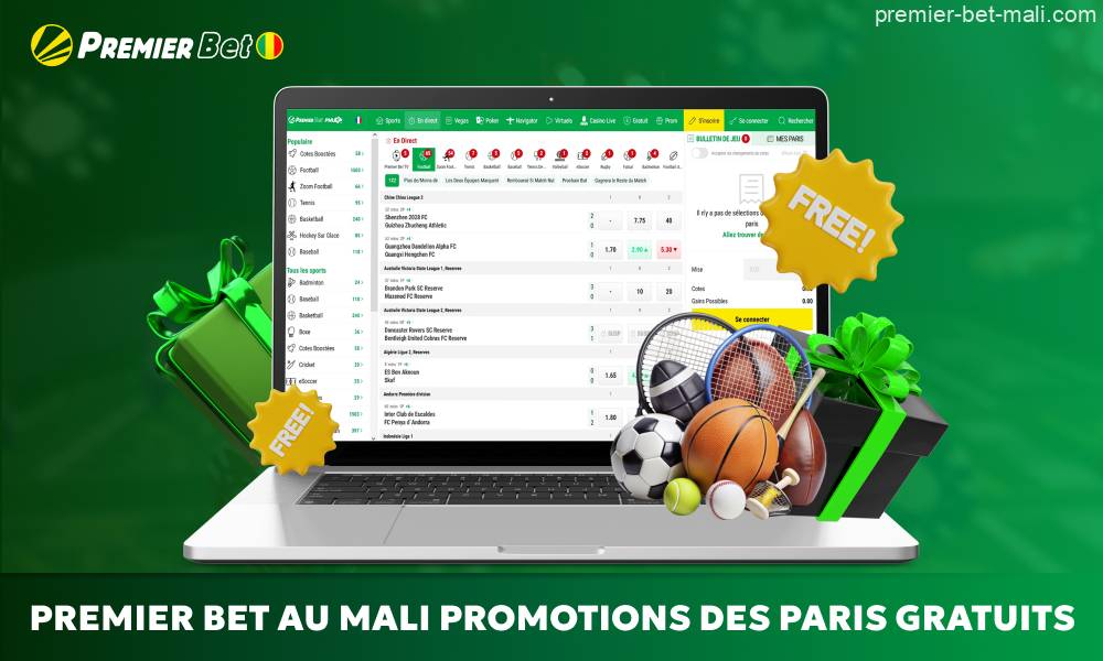 Premier Bet propose aux joueurs maliens des offres spéciales, incluant des paris gratuits pour jouer sans risque et gagner des gains réels